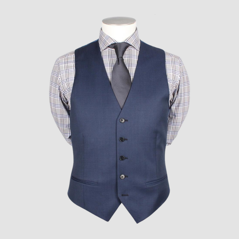 Rembrandt Classic Fit Churchill Vest in Blue Nailhead Pure Wool