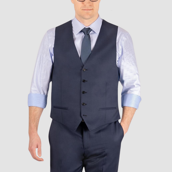 Rembrandt Classic Fit Churchill Vest in Blue Nailhead Pure Wool