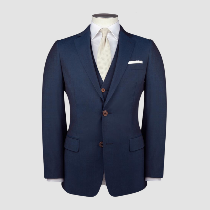 Rembrandt Classic Fit Cooper Suit in Blue Contrast Twill Pure Wool