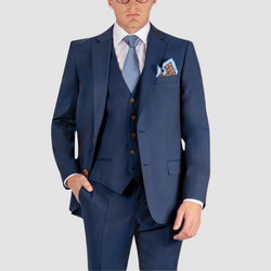 Rembrandt Cooper Suit in Blue Contrast Twill Pure Wool