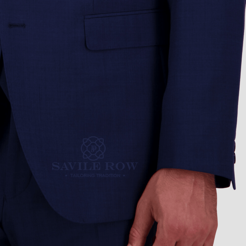 Savile Row Tailored Fit Mens Abram Suit in Denim Blue B3 Wool Blend