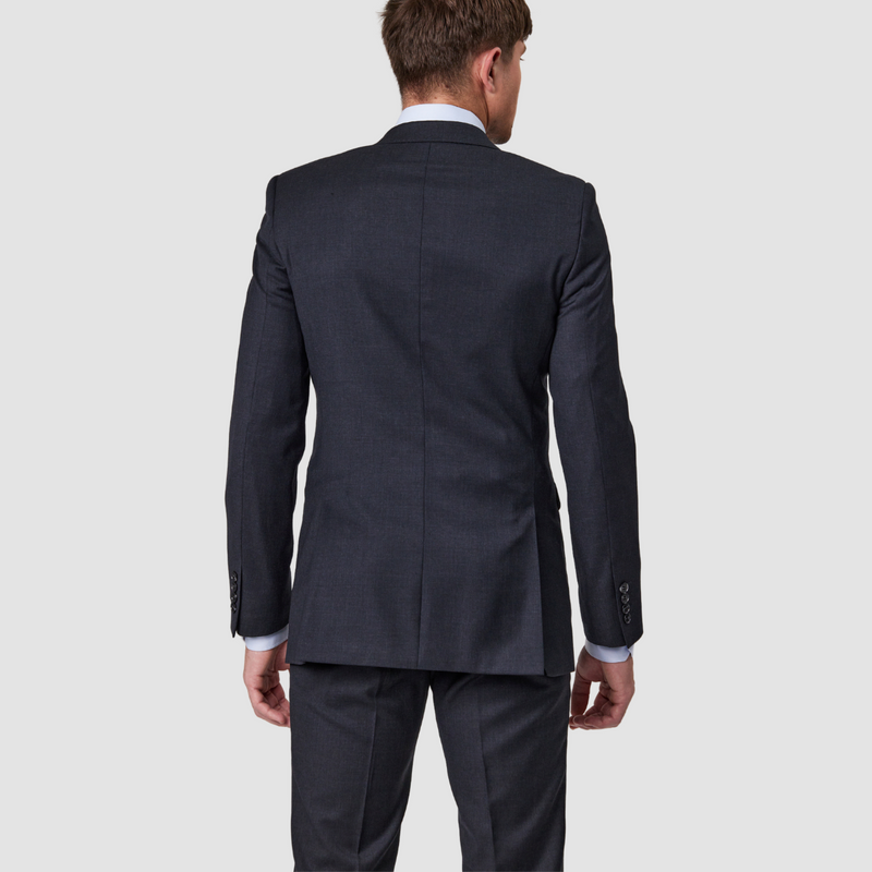 Back view of the Savile Row Tailored Fit Mens Abram Suit in Charcoal B4