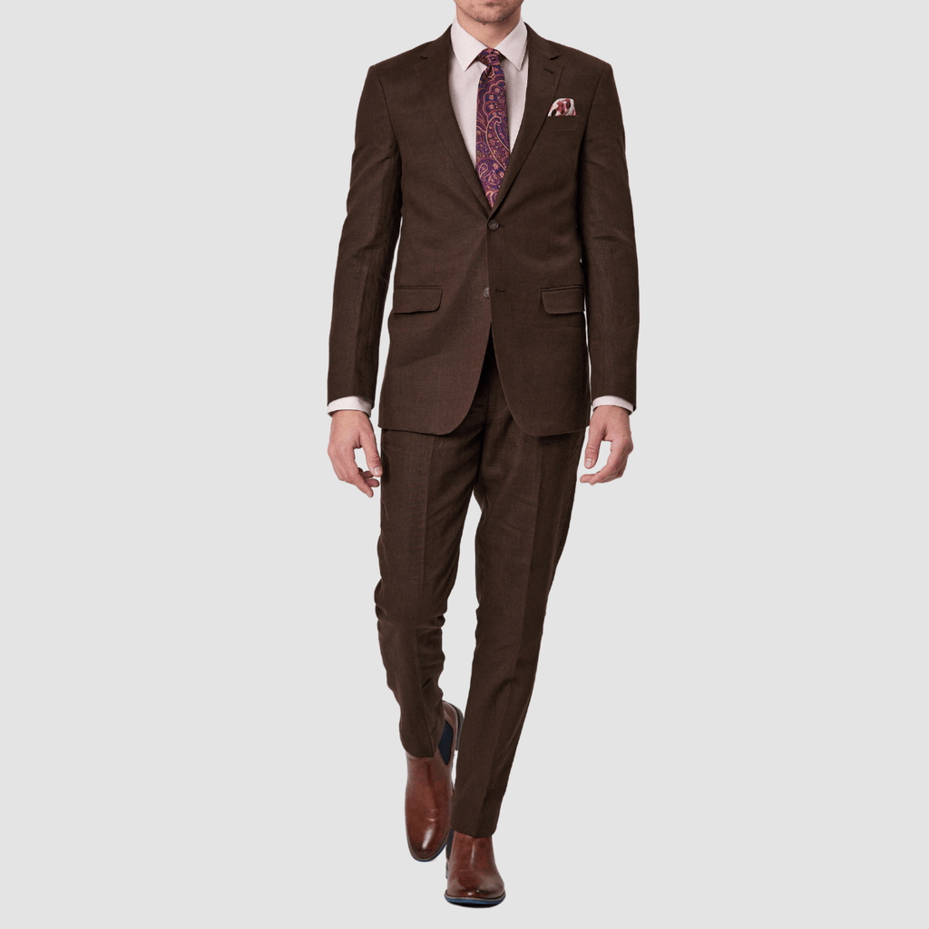 Savile Row Tailored Fit Mens Abram Linen Suit in Brown – Mens Suit