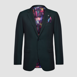 Front view of the Savile Row Tailored Fit Mens Abram Suit in Forest Green Pure Wool