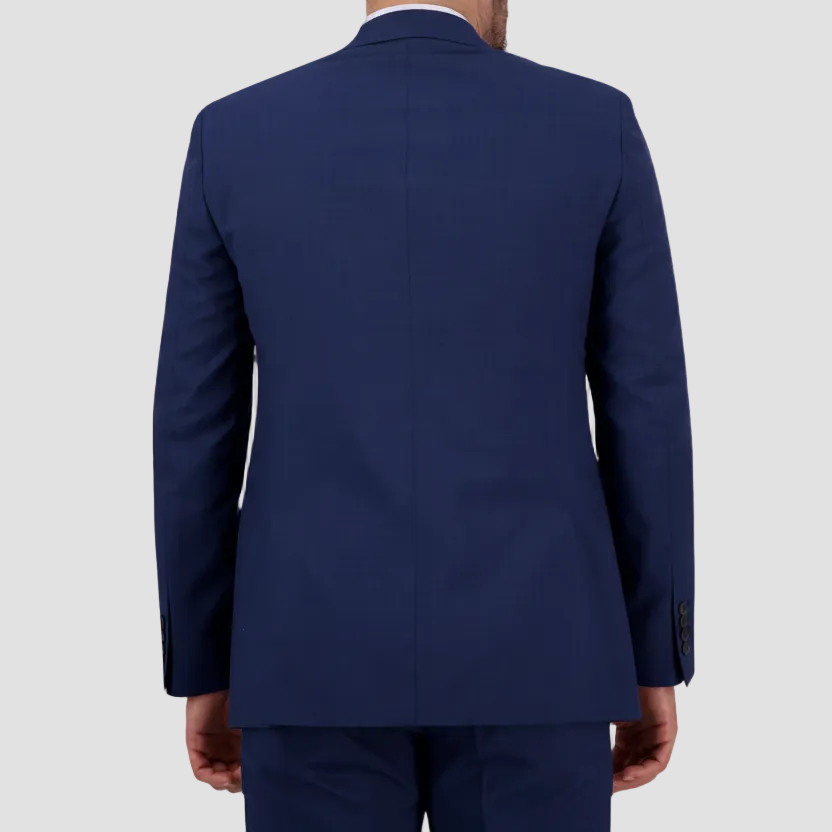 A denim blue tailored fit men's suit from Savile Row with matching pants.
