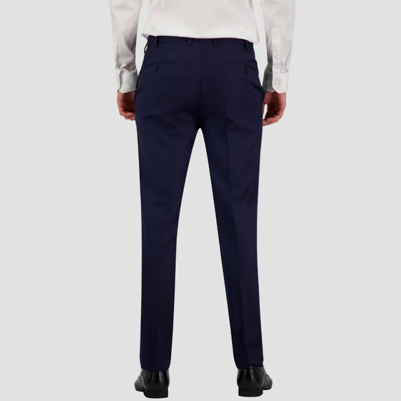 Savile Row Noah Signature Trouser in Navy—Super 120s Merino wool, classic fit and polished Euro detailing. Perfect for business or formal events.