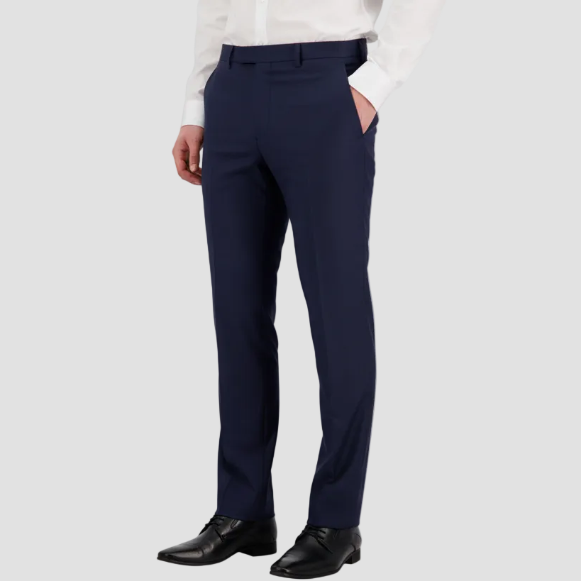 Savile Row Noah Signature Trouser in Navy—Super 120s Merino wool, classic fit and polished Euro detailing. Perfect for business or formal events.