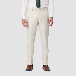 Front view of the Savile Row Tailored Fit Mens Jesse Trouser in Beige Linen