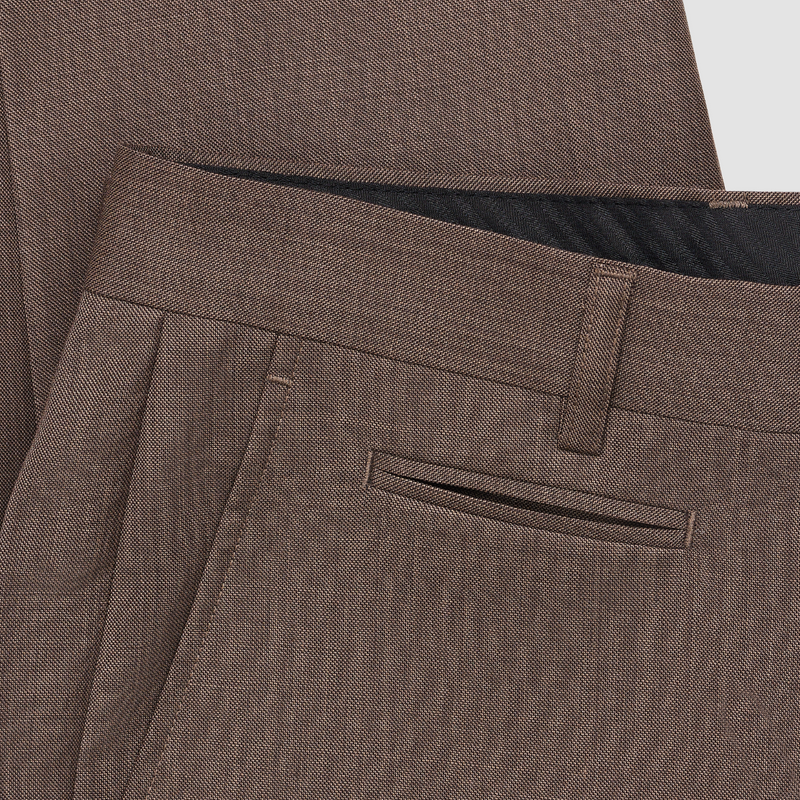 Savile Row Tailored Fit Mens Jesse Trouser in Brown Pure Wool