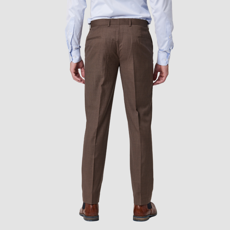 Savile Row Tailored Fit Mens Jesse Trouser in Brown Pure Wool