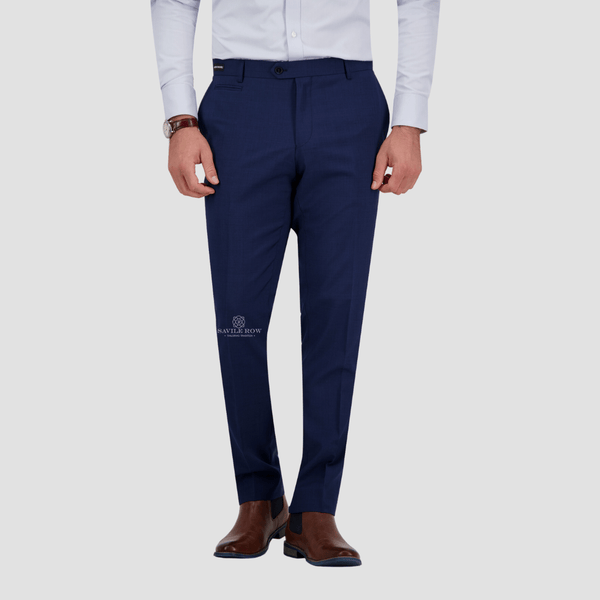 Savile Row Tailored Fit Mens Jesse Trouser in Denim Blue B3 Wool Blend