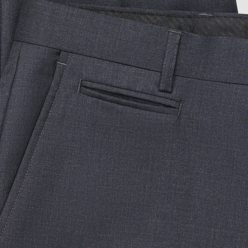 Closer look at the pocket details of the Savile Row Slim Fit Mens Jesse Trouser in Charcoal B4