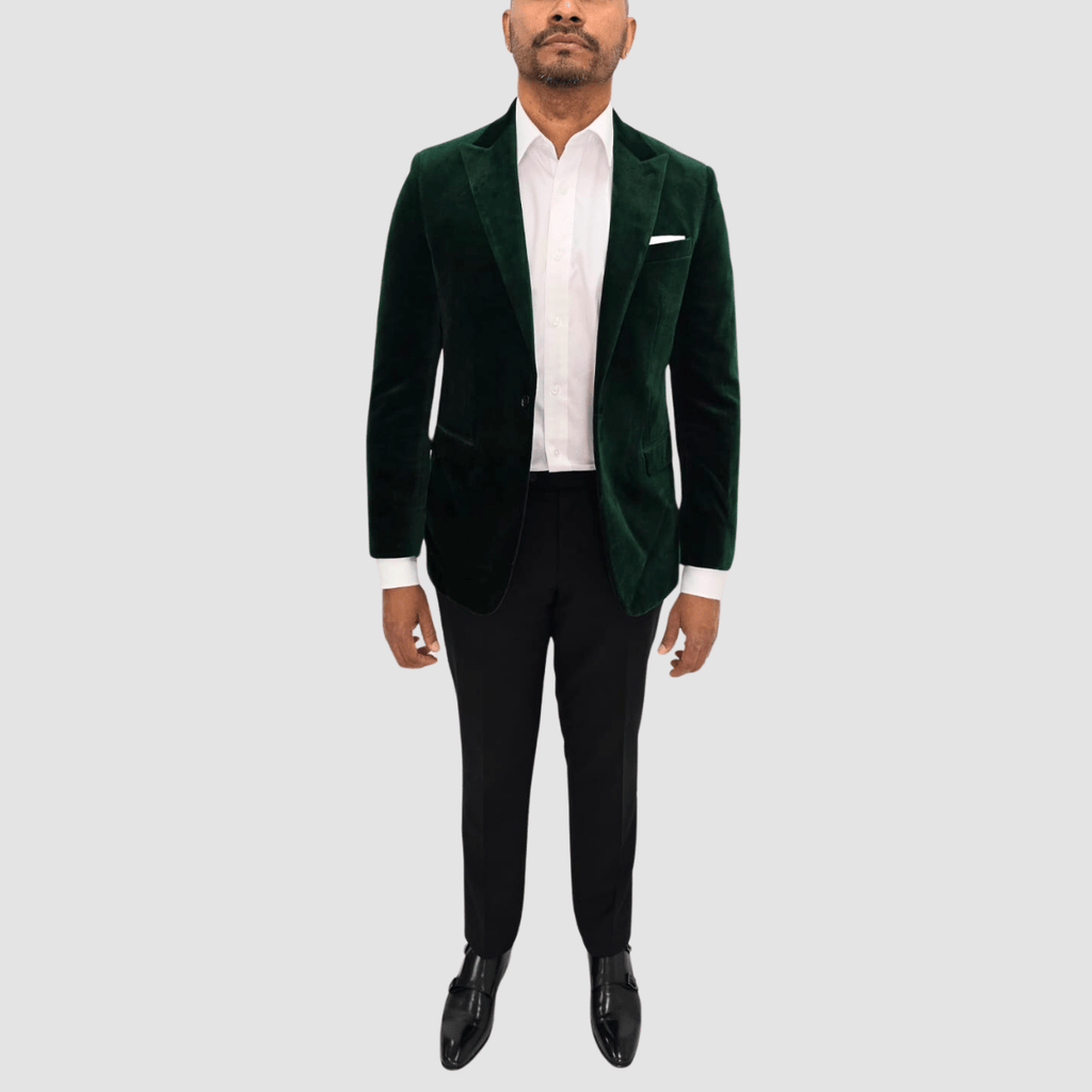 Savile Row Slim Fit Jonah Velvet Evening Jacket in Green Mens Suit Warehouse Melbourne