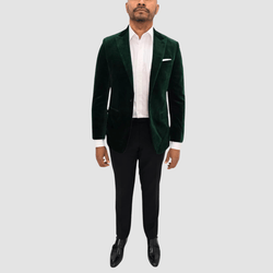 Savile Row Slim Fit Jonah Velvet Evening Jacket in Green