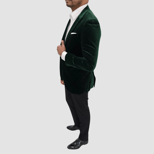 Savile Row Slim Fit Jonah Velvet Evening Jacket in Green