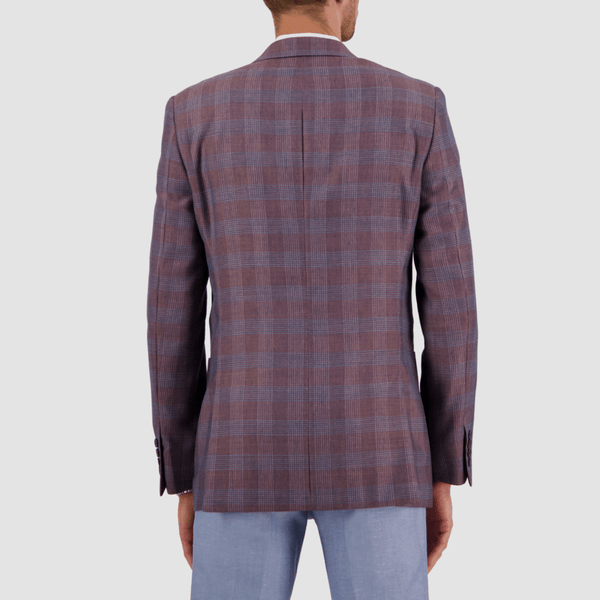 Savile Row Slim Fit Abram Sports Jacket in Red Check Textured Wool