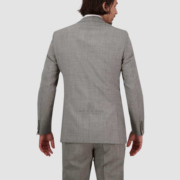 the back of the abram mens grey suit jacket in a tailored fit