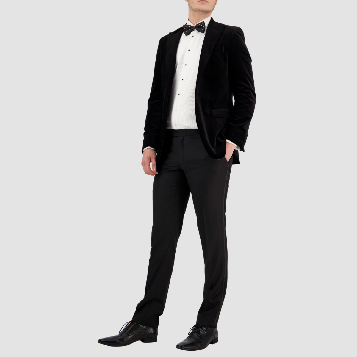 Savile Row Slim Fit Jonah Peak Lapel Sports Jacket in Black Velvet