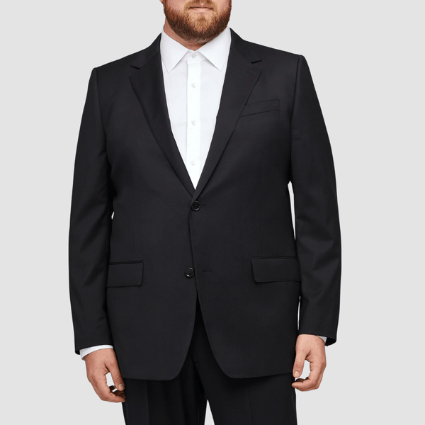 Savile Row Big Mens Maximus Suit in Black B9 Wool Blend