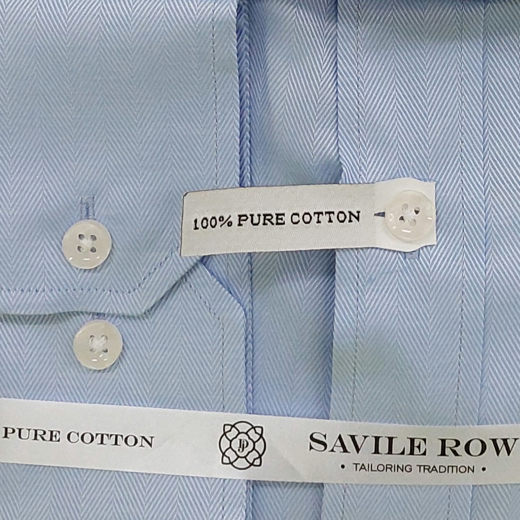 Savile Row Slim Fit Lucas Shirt in Blue Pure Cotton.