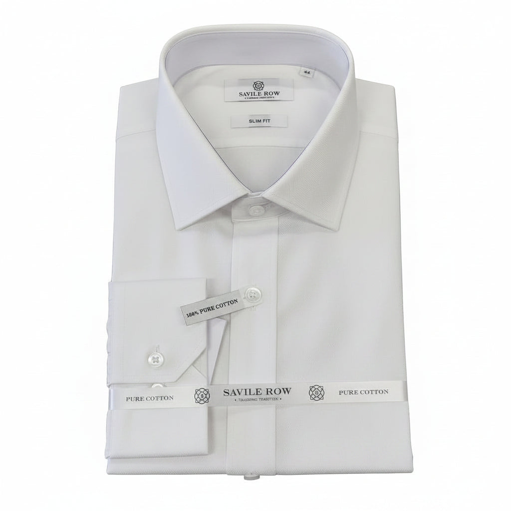 Savile Row Slim Fit Lucas Shirt in White.