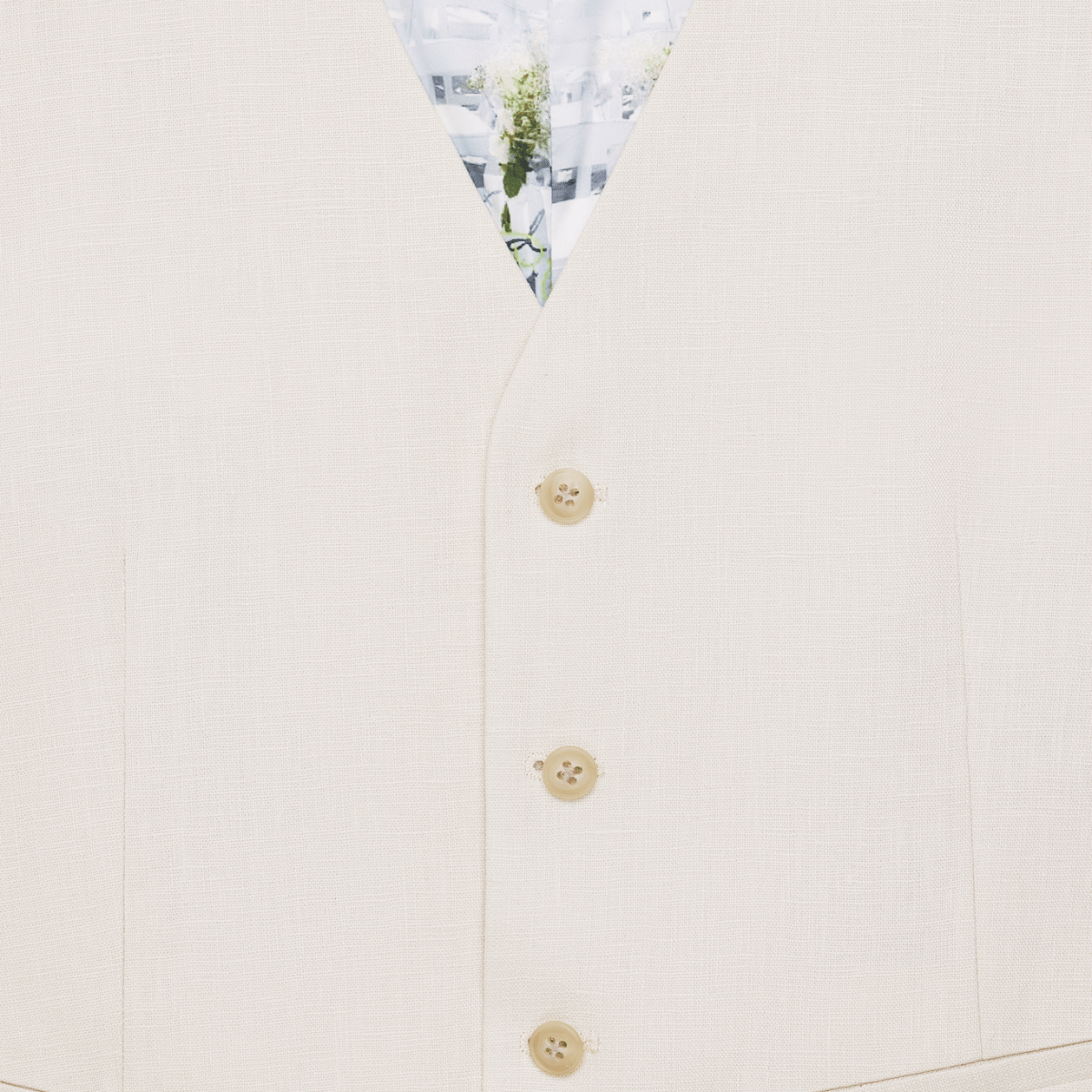 Pure Linen four buttoned vest in Ecru by Savile Row.