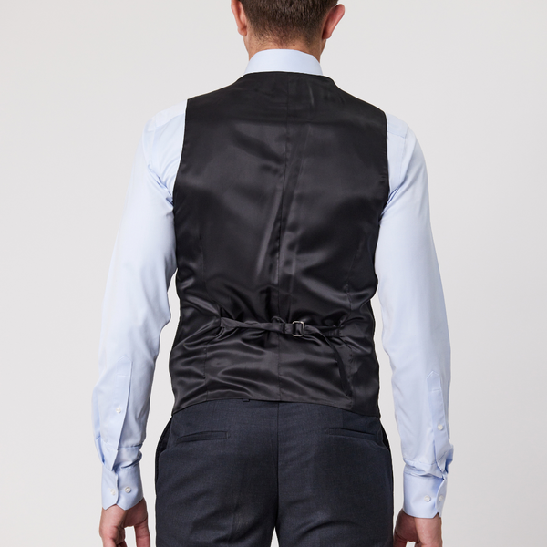 Back view of the Savile Row Tailored Fit Mens Saul Vest in Charcoal B4