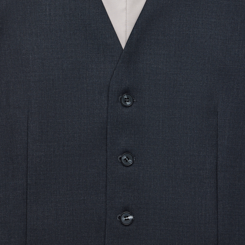 Button details of the Savile Row Tailored Fit Mens Saul Vest in Charcoal B4