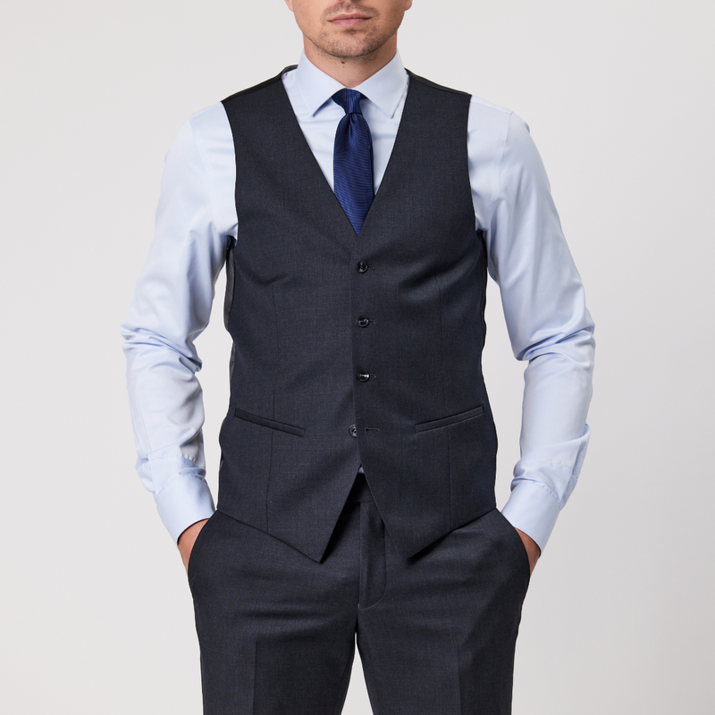 Front view of the Savile Row Tailored Fit Mens Saul Vest in Charcoal B4