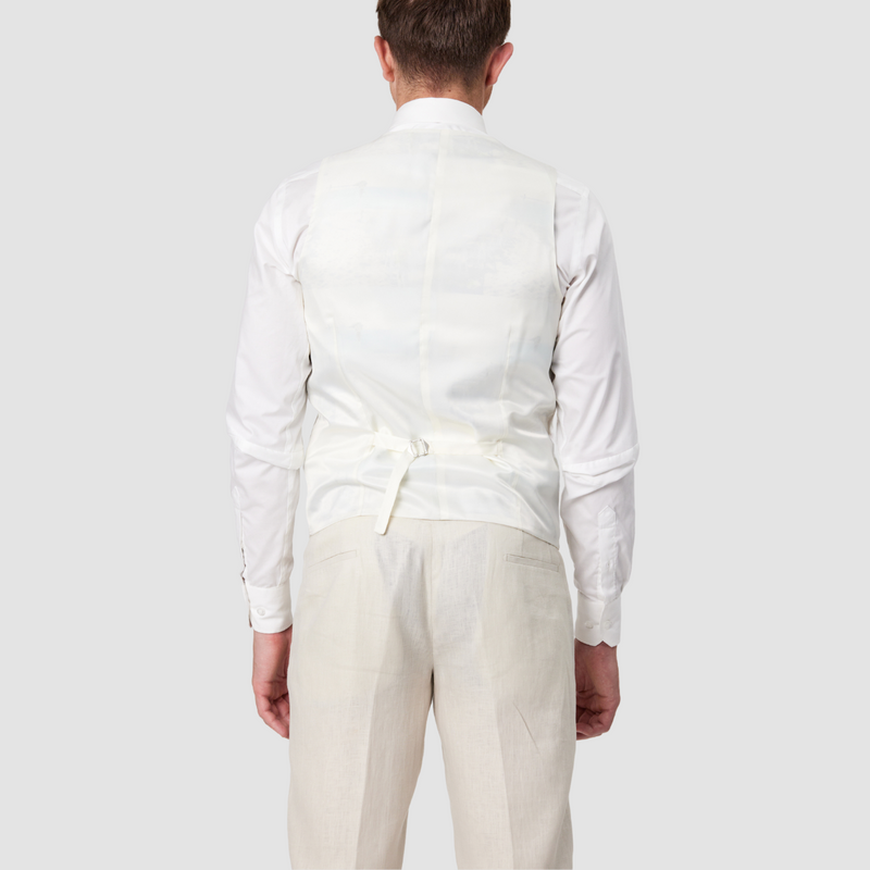 Back view of the Savile Row sault suit vest in beige.