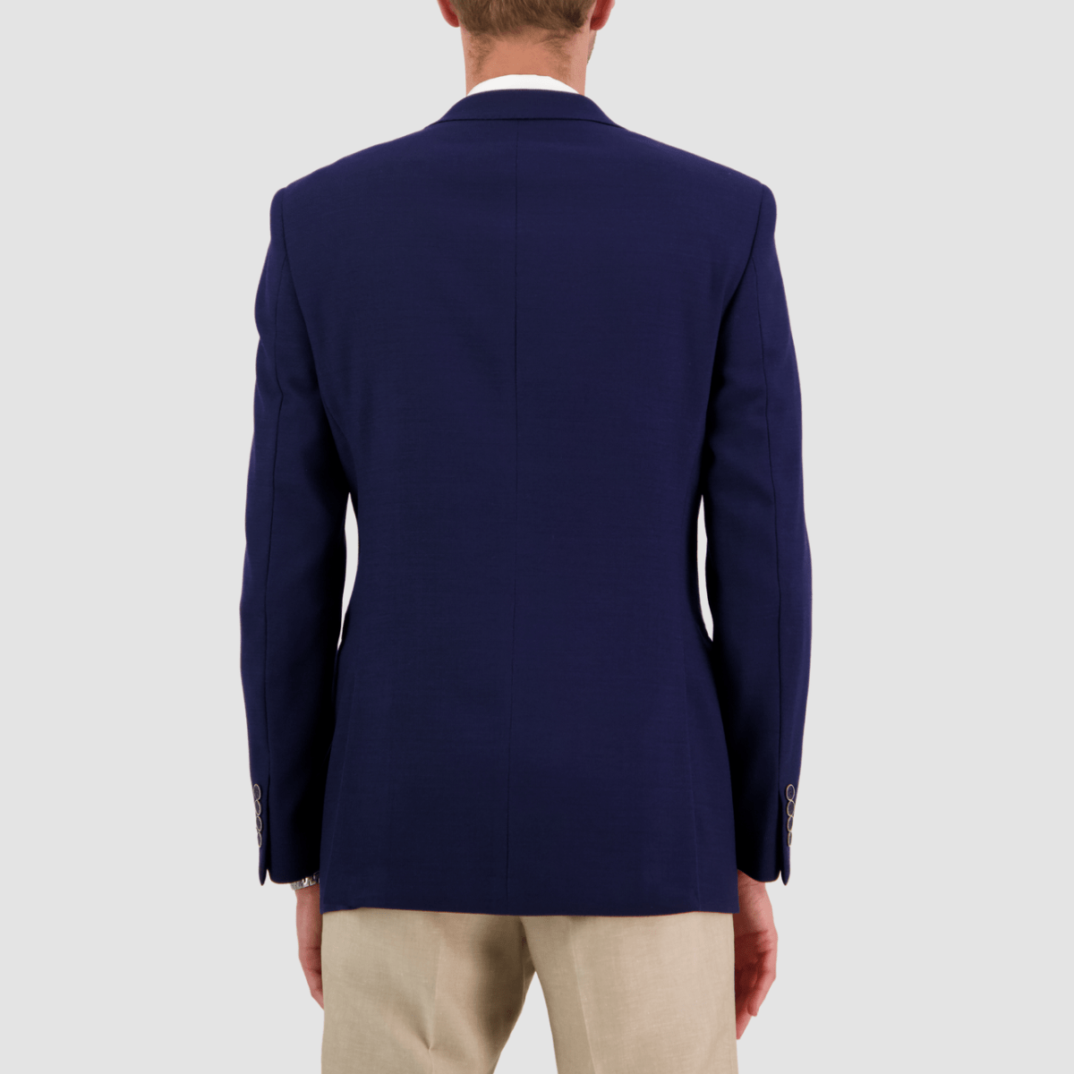 Savile Row Abram Navy Wool Jacket—big men's slim fit, textured Merino wool, notch lapel. 