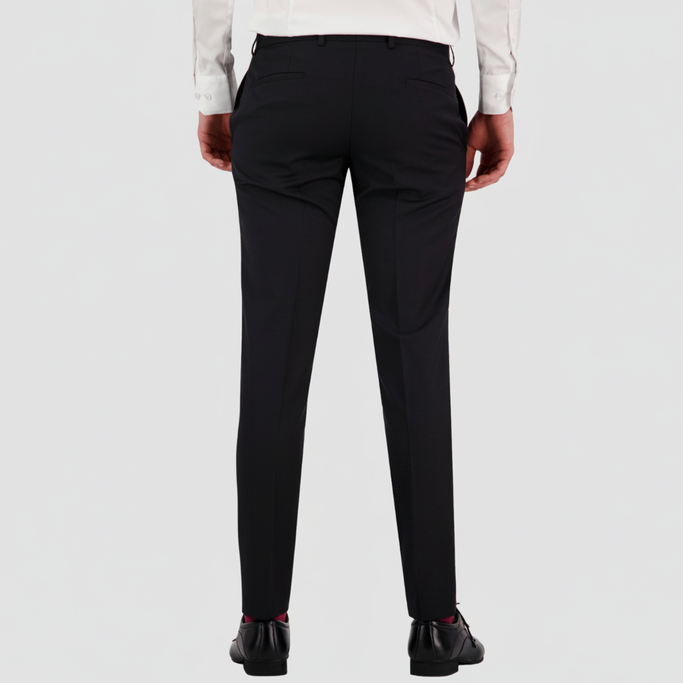 Black slim fit performance suit trouser by Savile Row.