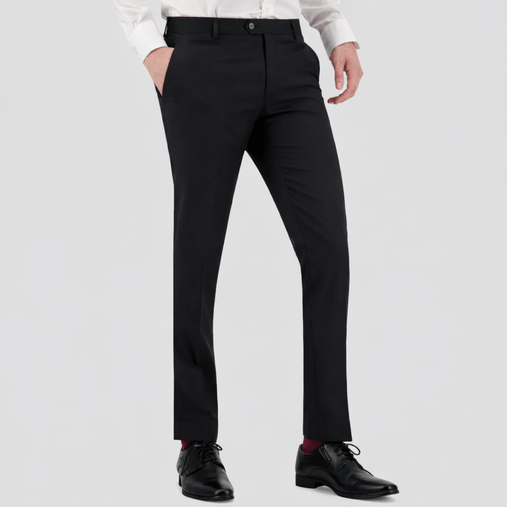Black slim fit performance suit trouser by Savile Row.