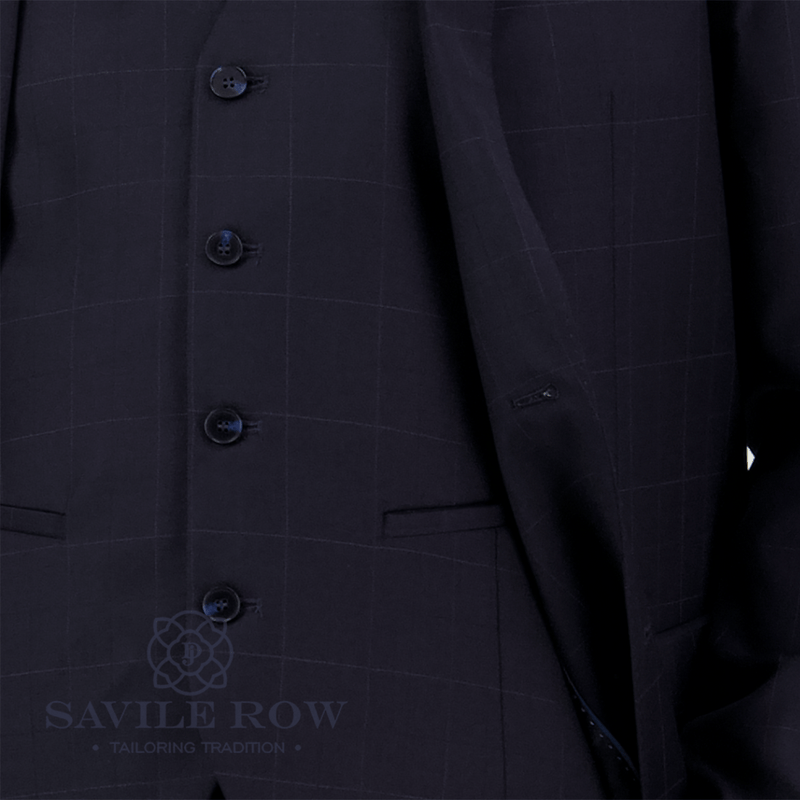 Savile Row Tailored Fit Mens Saul Vest in Navy FW7 Pure Wool