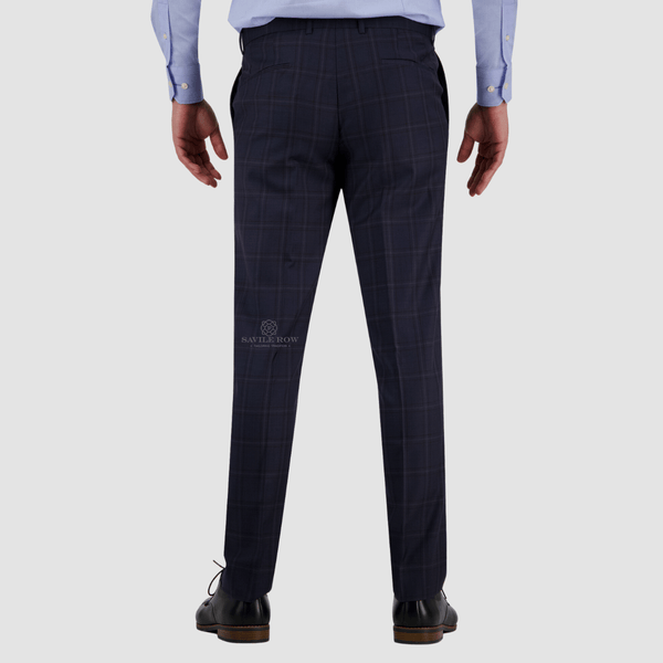 Savile Row Tailored Fit Mens Jesse Trouser in Midnight Pure Wool