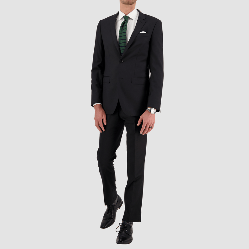 Savile Row Tailored Fit Mens Abram Suit in Black B9 Wool Blend