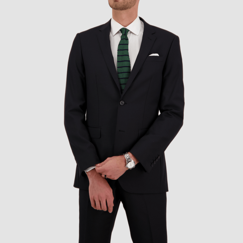 Savile Row Tailored Fit Mens Abram Suit in Black B9 Wool Blend
