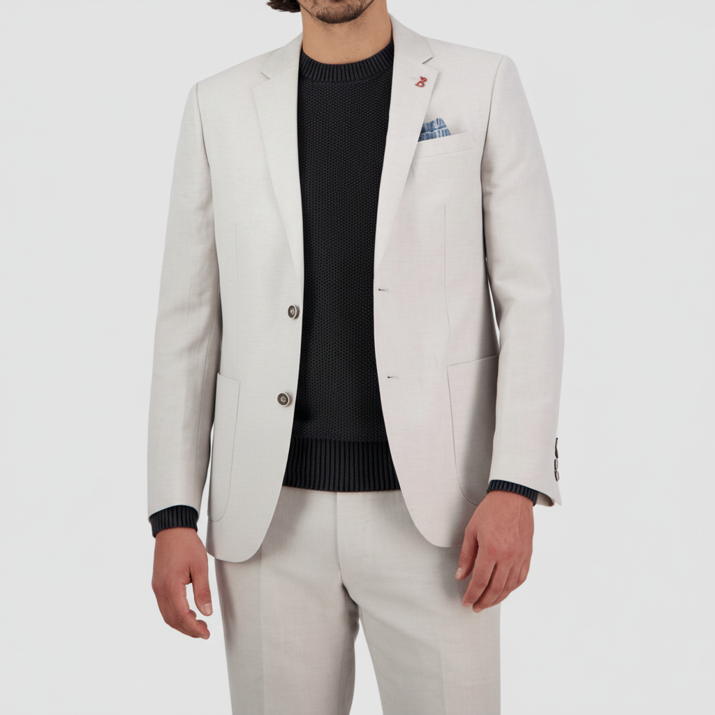 Salt tailored linen‑blend suit by Savile Row with a soft linen finish.