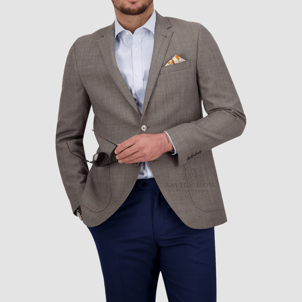 Savile Row tailored fit asher sports jacket in stone grey – Mens