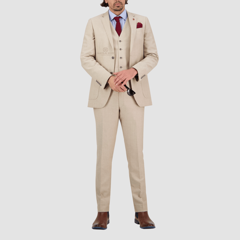 Mens Suits Savile Row Tailored Fit Mens Asher Suit in Sand Beige