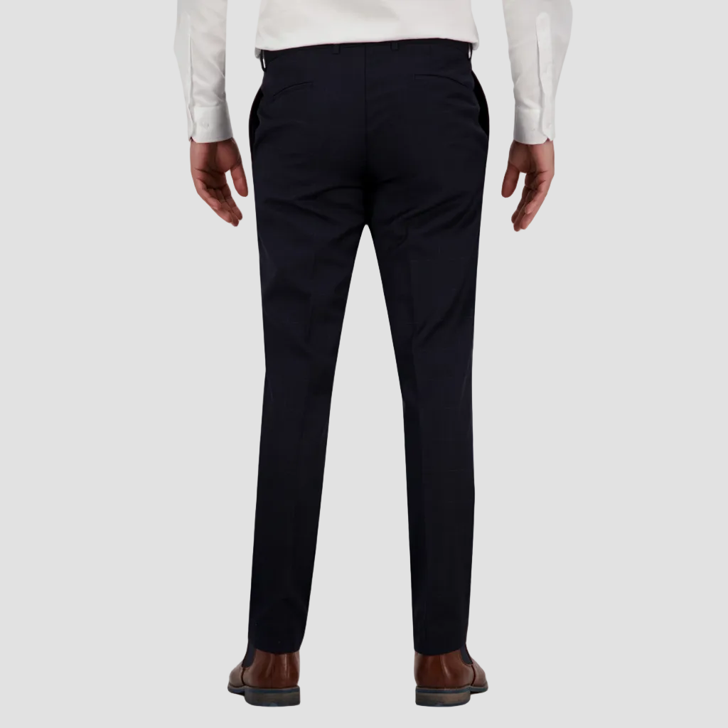 Tailored fit Jesse suit trousers in navy check by Savile Row.