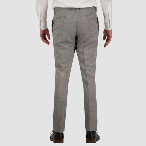 Savile Row Tailored Fit Mens Jesse Trouser in Chrome Grey B1 Wool Blend
