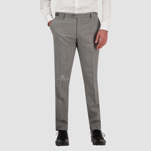 Savile Row Tailored Fit Mens Jesse Trouser in Chrome Grey B1 Wool Blend