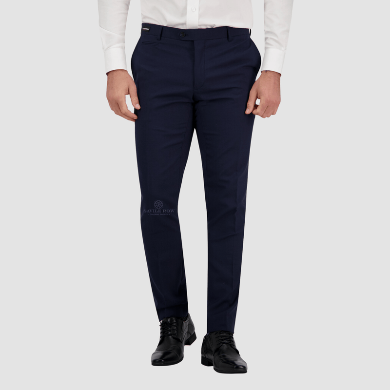Savile Row Tailored Fit Mens Jesse Trouser in Navy B7 Wool Blend