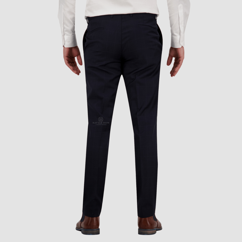 Savile Row Tailored Fit Mens Jesse Trouser in Navy Pure Wool FW7