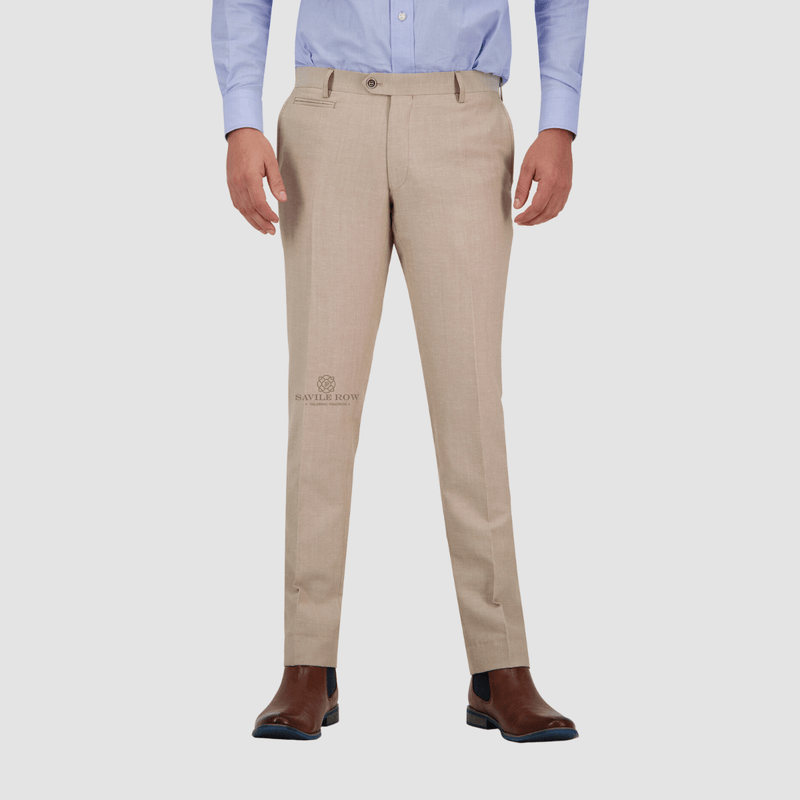 Savile Row Tailored Fit Mens Jesse Trouser in Sand Beige
