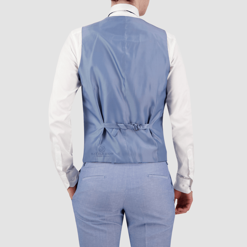 Savile Row Tailored Fit Mens Saul Vest in Sky Blue SL5 Wool Blend