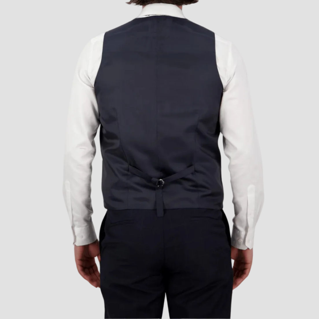 Tailored fit Saul signature vest in navy check by Savile Row.