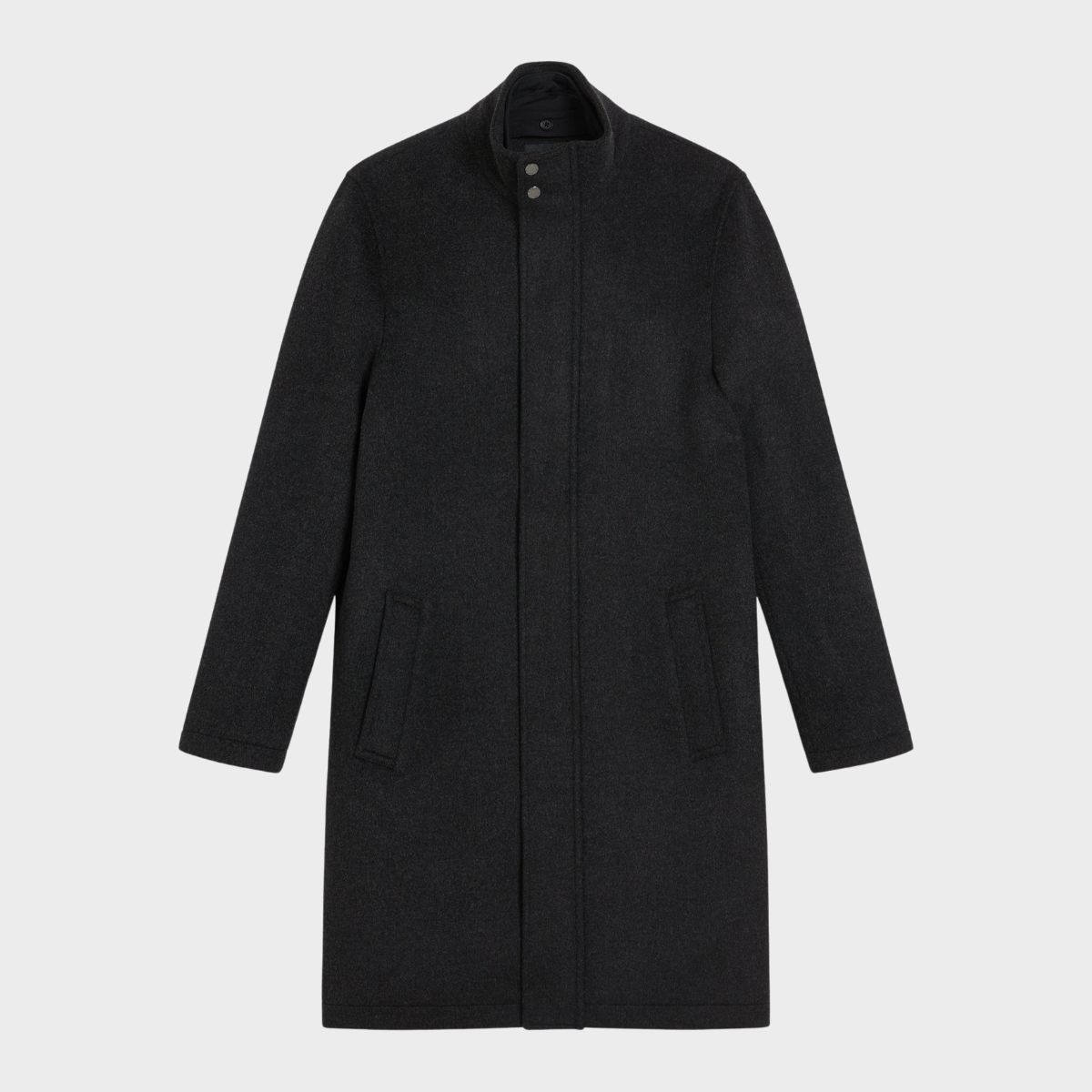 Ted Baker Ederson Wool Blend Funnel Neck Coat in Charcoal