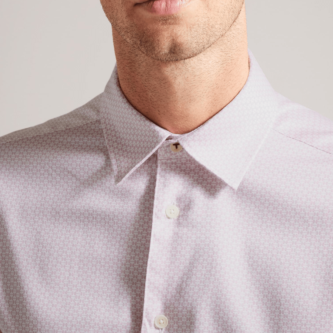 Ted Baker slim fit faenza geometric shirt in pink